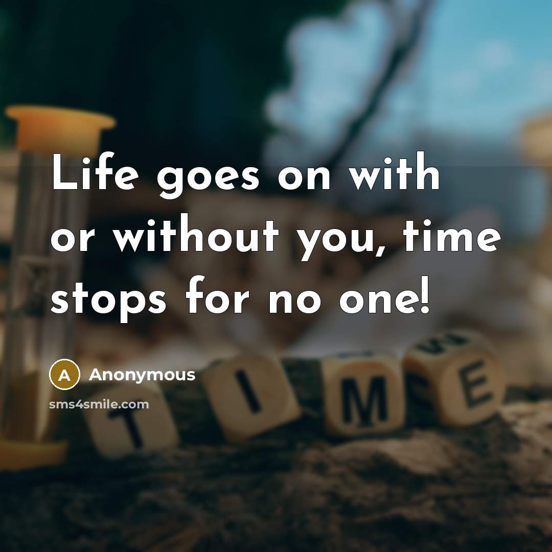 “Life goes on with or without you, time stops for no one!” quote by Anonymous