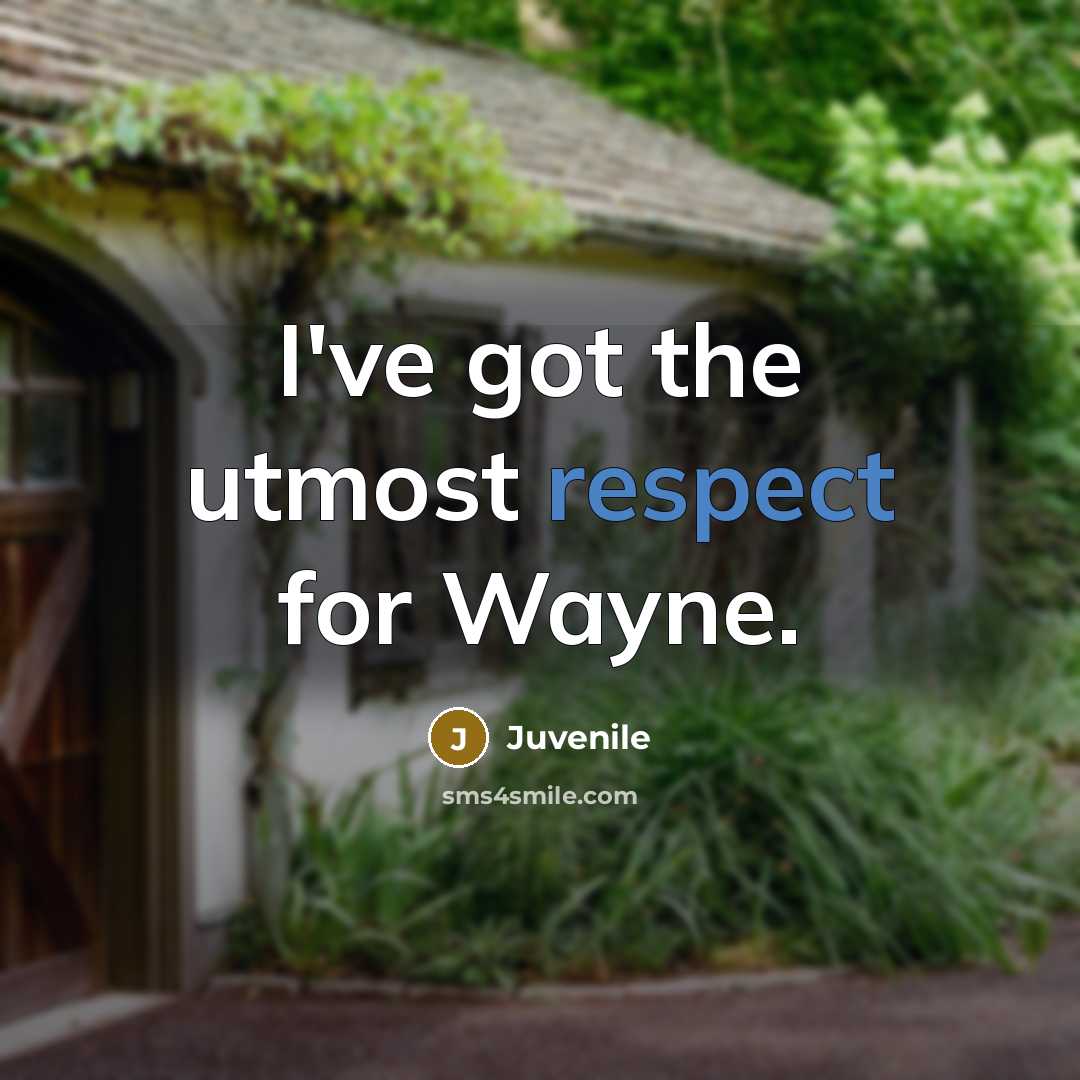 “I've got the utmost respect for Wayne.” quote by Juvenile
