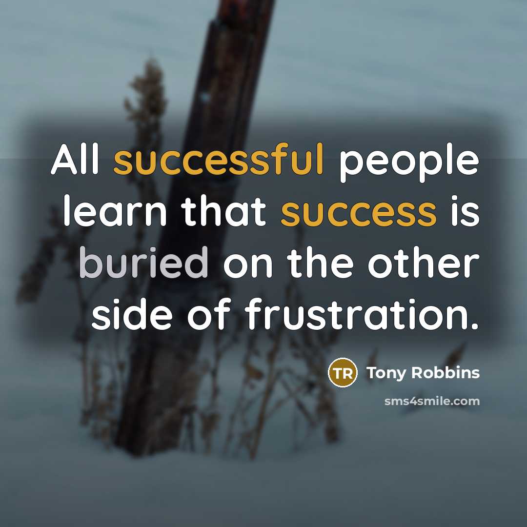 “All successful people learn that success is buried on the other side of frustration.” quote by Tony Robbins
