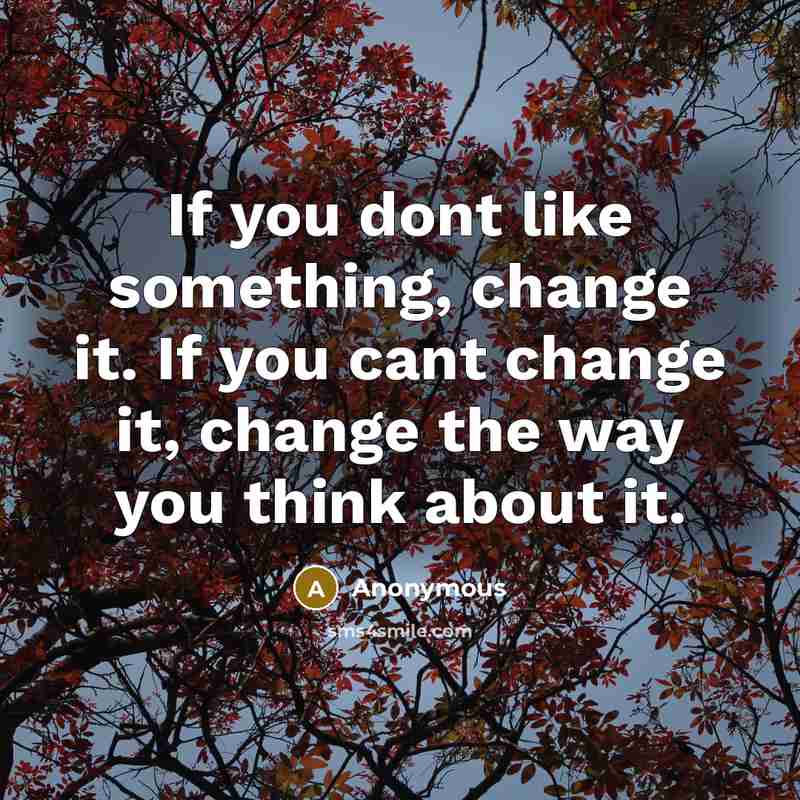“If you dont like something, change it. If you cant change it, change the way you think about it.” quote by Anonymous