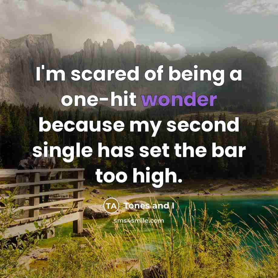 “I'm scared of being a one-hit wonder because my second single has set the bar too high.” quote by Tones and I