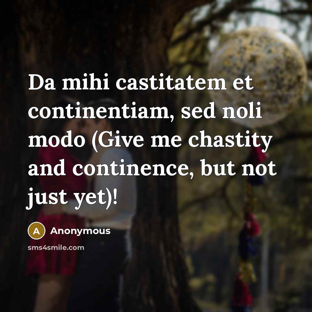“Da mihi castitatem et continentiam, sed noli modo (Give me chastity and continence, but not just yet)!” quote by Anonymous