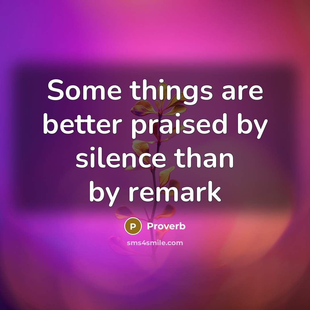 “Some things are better praised by silence than by remark” quote by Proverb