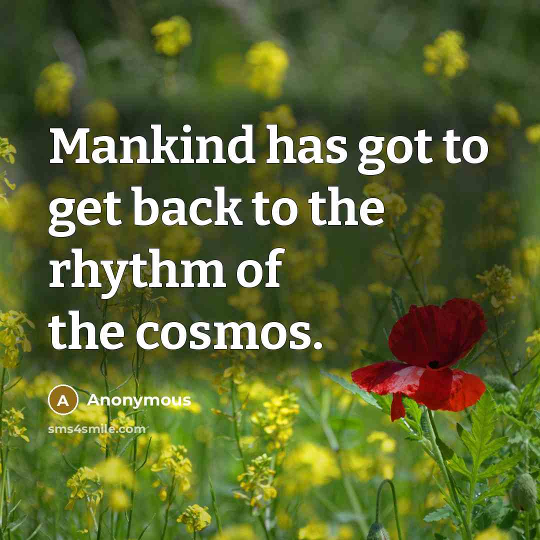 “Mankind has got to get back to the rhythm of the cosmos.” quote by Anonymous