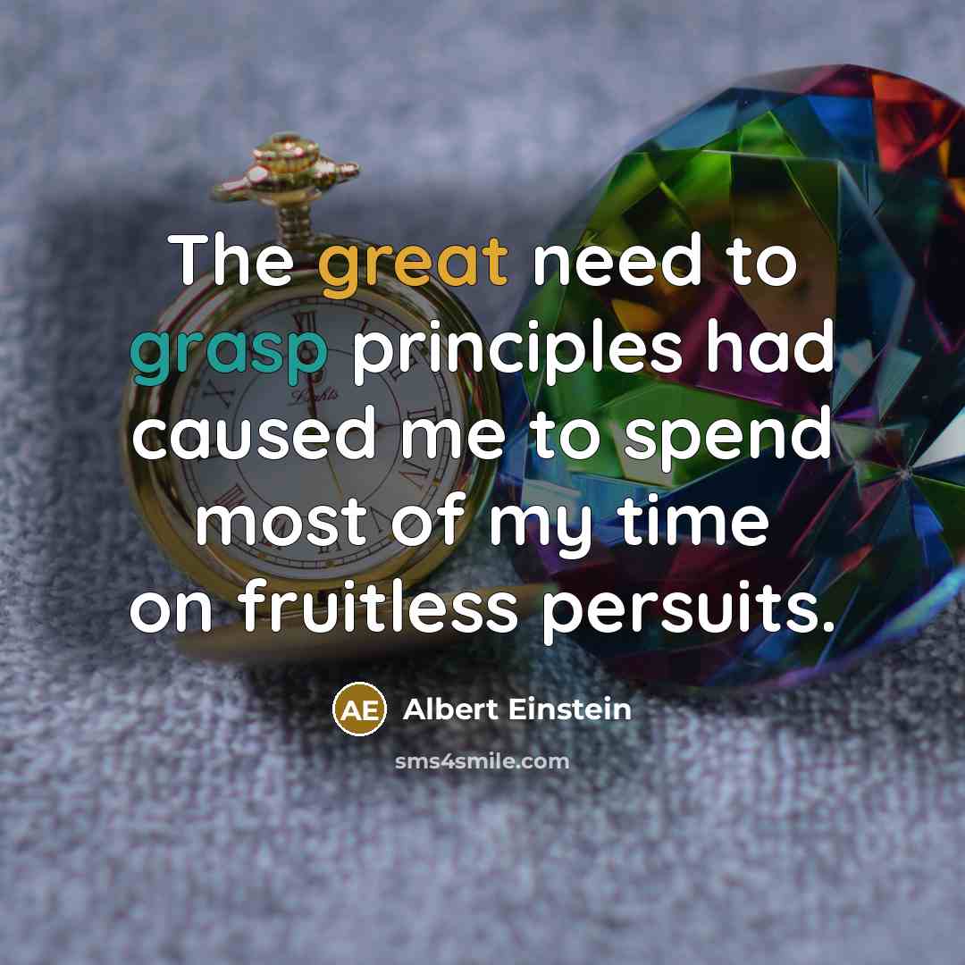 “The great need to grasp principles had caused me to spend most of my time on fruitless persuits.” quote by Albert Einstein