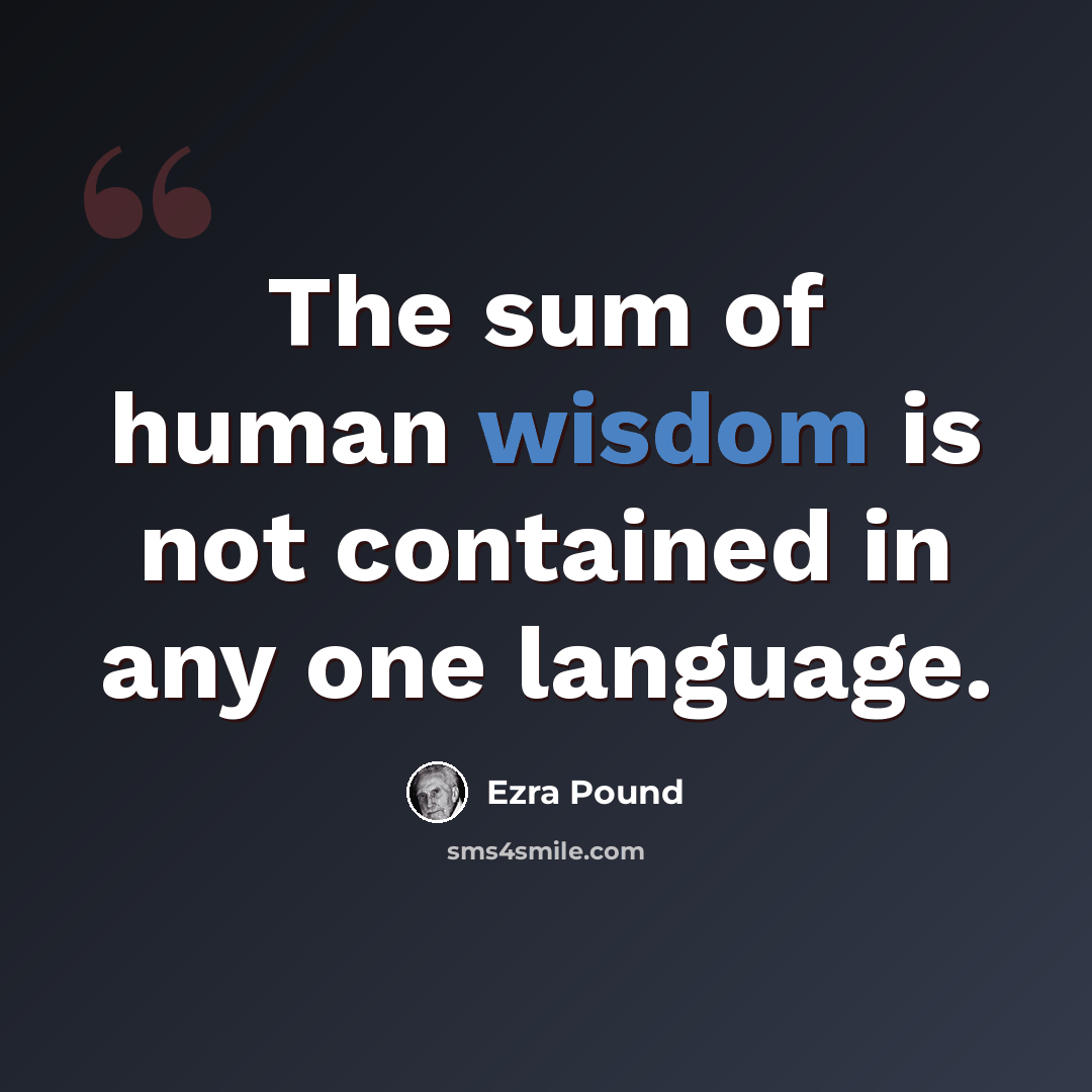 “The sum of human wisdom is not contained in any one language.” quote by Ezra Pound