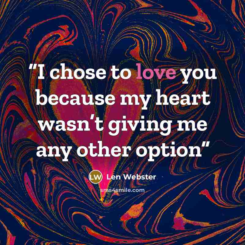 “I chose to love you because my heart wasn’t giving me any other option” quote by Len Webster