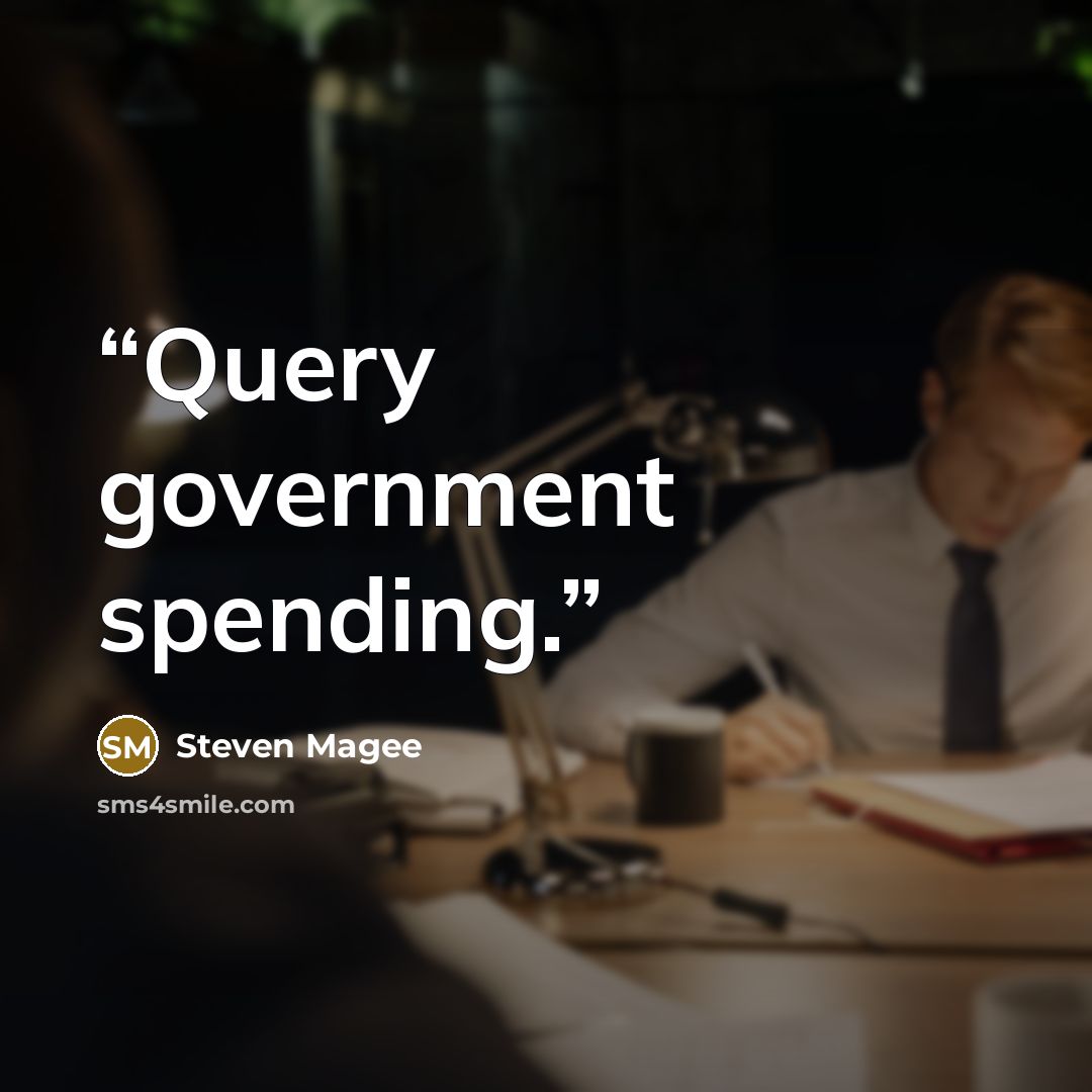 “Query government spending.” quote by Steven Magee