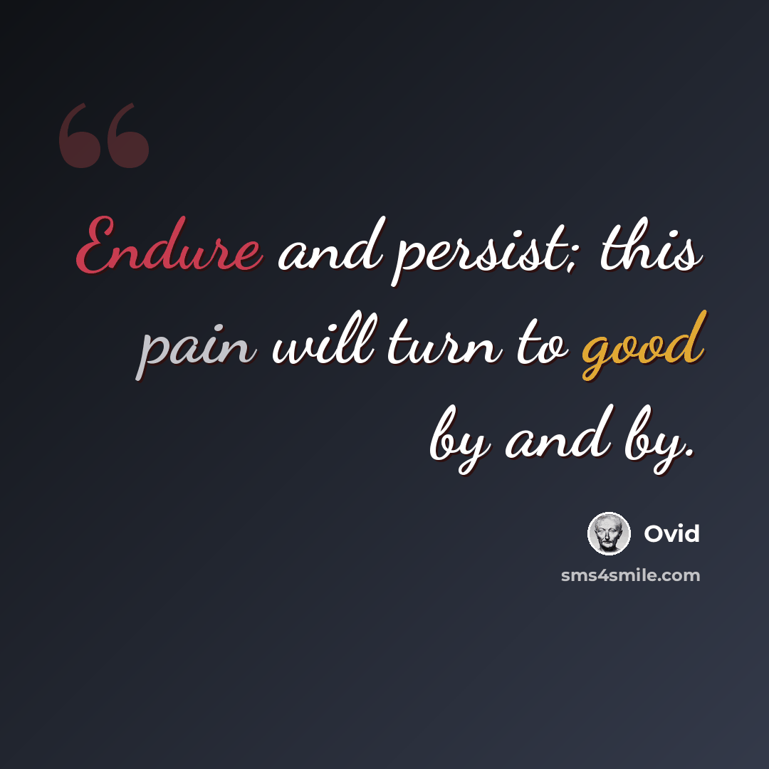 “Endure and persist; this pain will turn to good by and by.” quote by Ovid