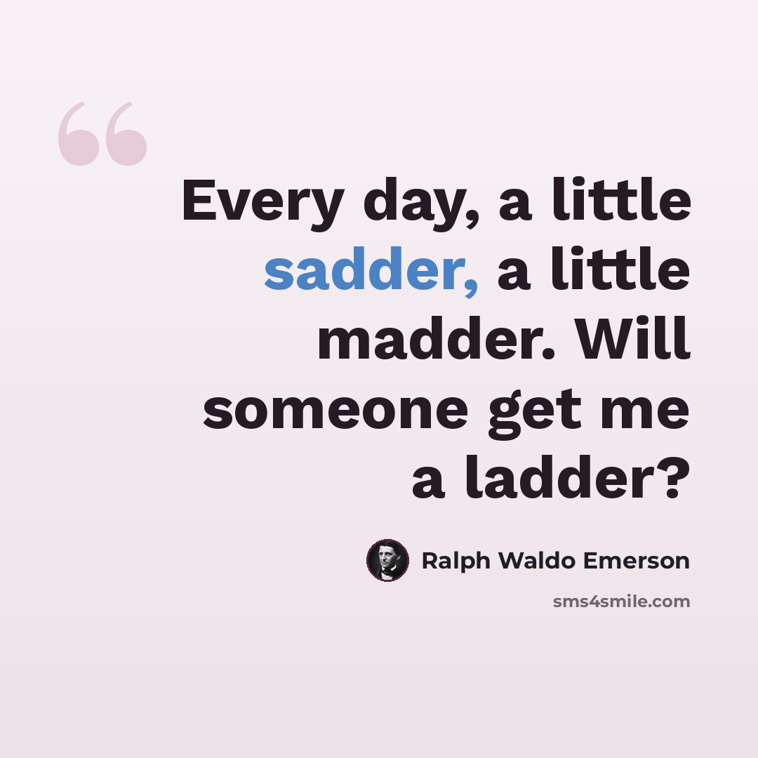 “Every day, a little sadder, a little madder. Will someone get me a ladder?” quote by Ralph Waldo Emerson