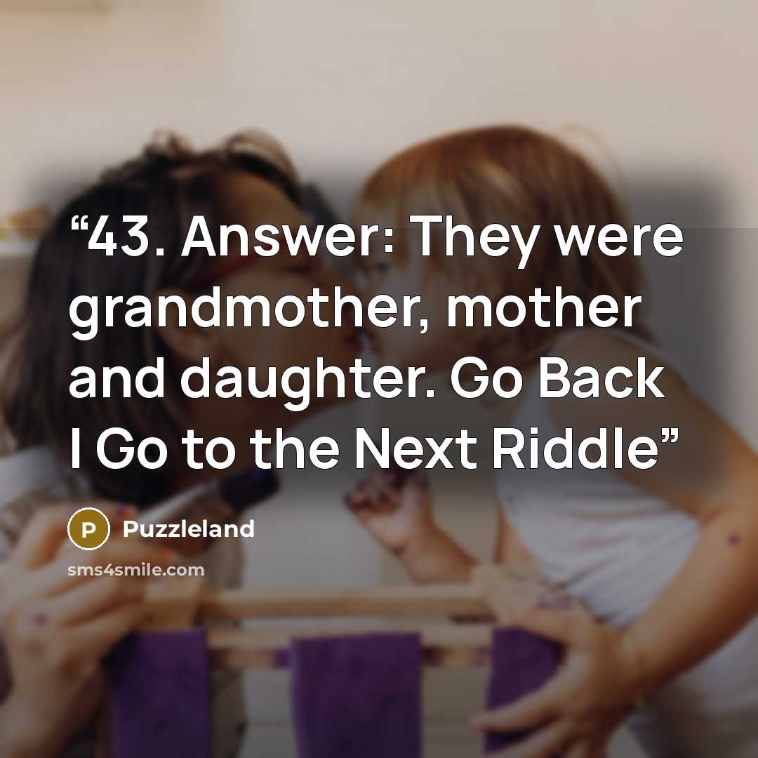 “43. Answer: They were grandmother, mother and daughter. Go Back | Go to the Next Riddle” quote by Puzzleland