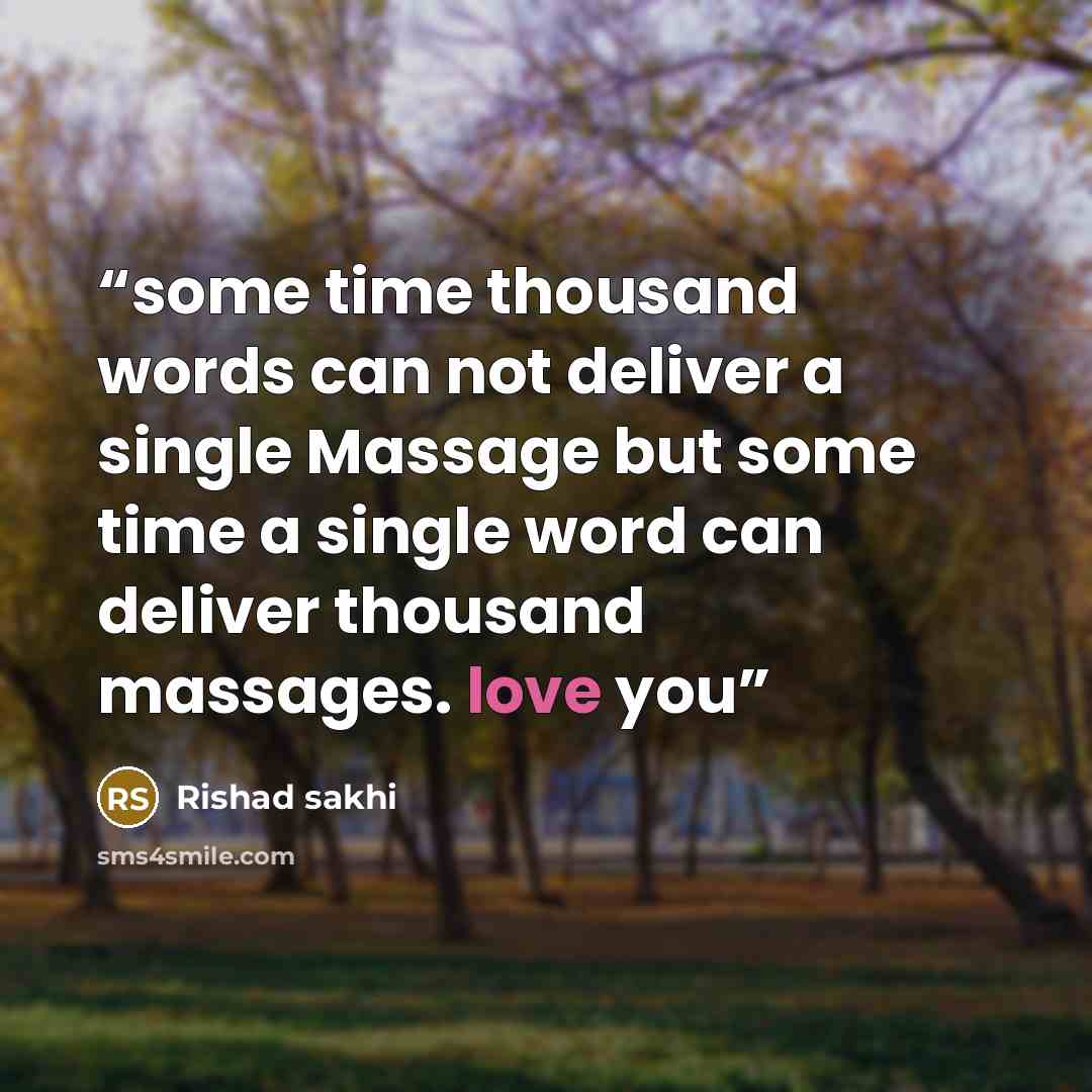 “some time thousand words can not deliver a single Massage but some time a single word can deliver thousand massages. love you” quote by Rishad sakhi