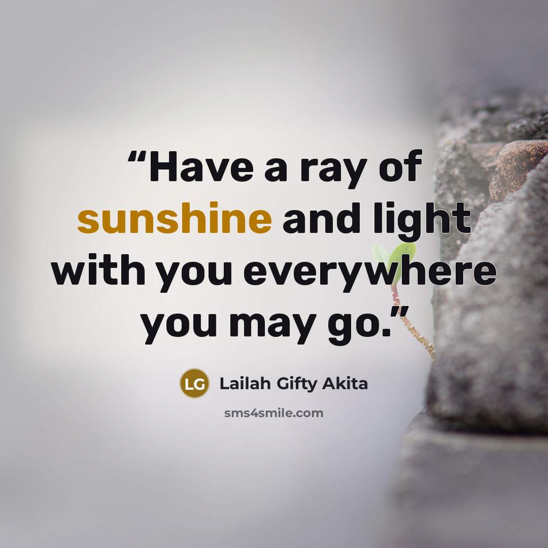 “Have a ray of sunshine and light with you everywhere you may go.” quote by Lailah Gifty Akita