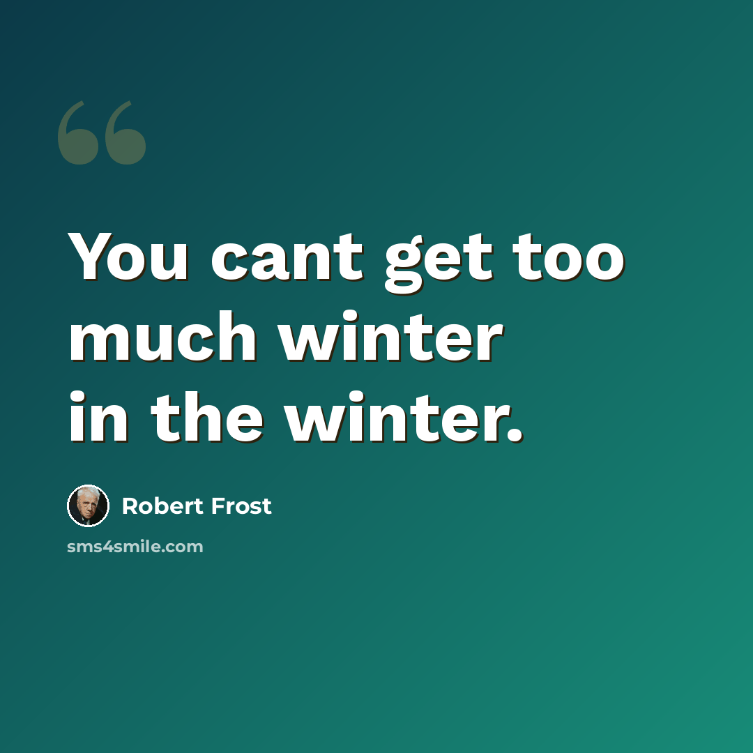 “You cant get too much winter in the winter.” quote by Robert Frost