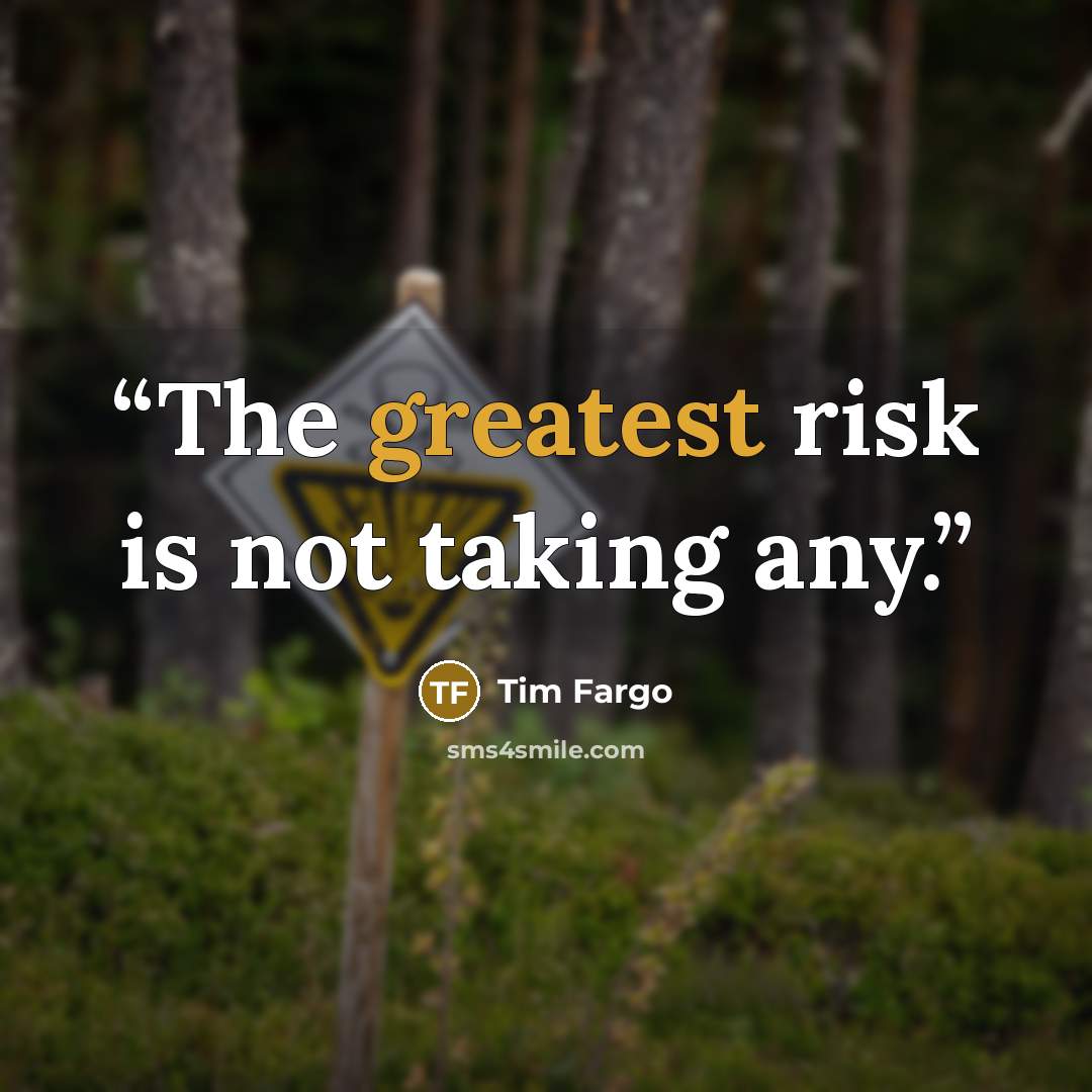 “The greatest risk is not taking any.” quote by Tim Fargo
