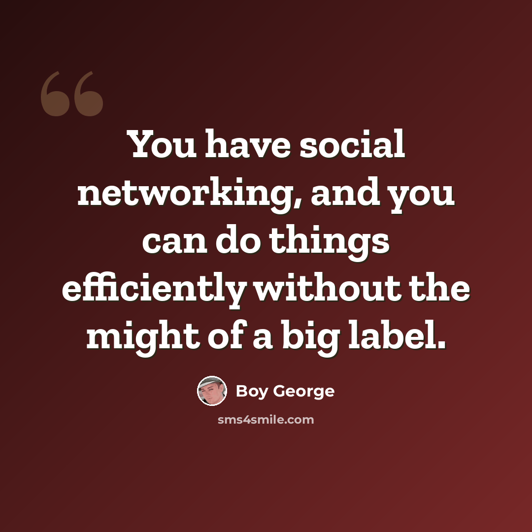 “You have social networking, and you can do things efficiently without the might of a big label.” quote by Boy George