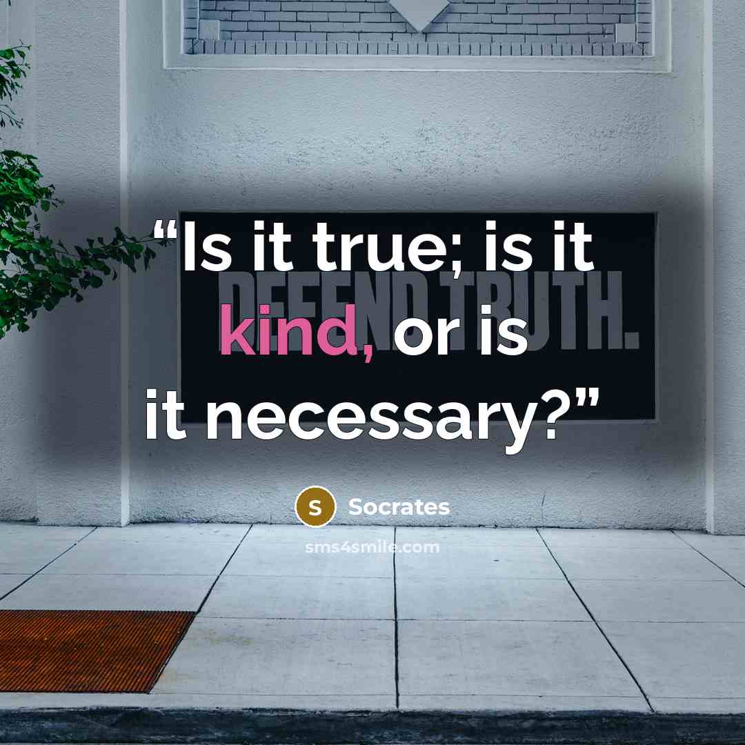 “Is it true; is it kind, or is it necessary?” quote by Socrates