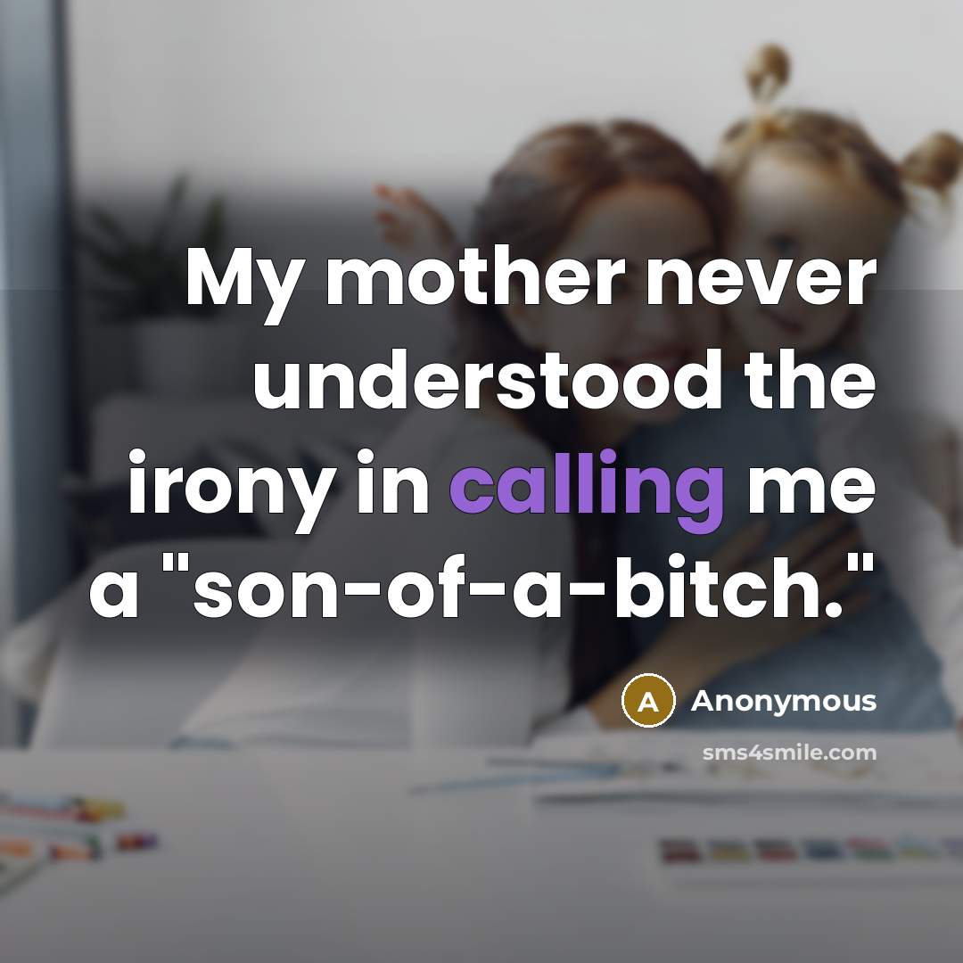 “My mother never understood the irony in calling me a "son-of-a-bitch."” quote by Anonymous