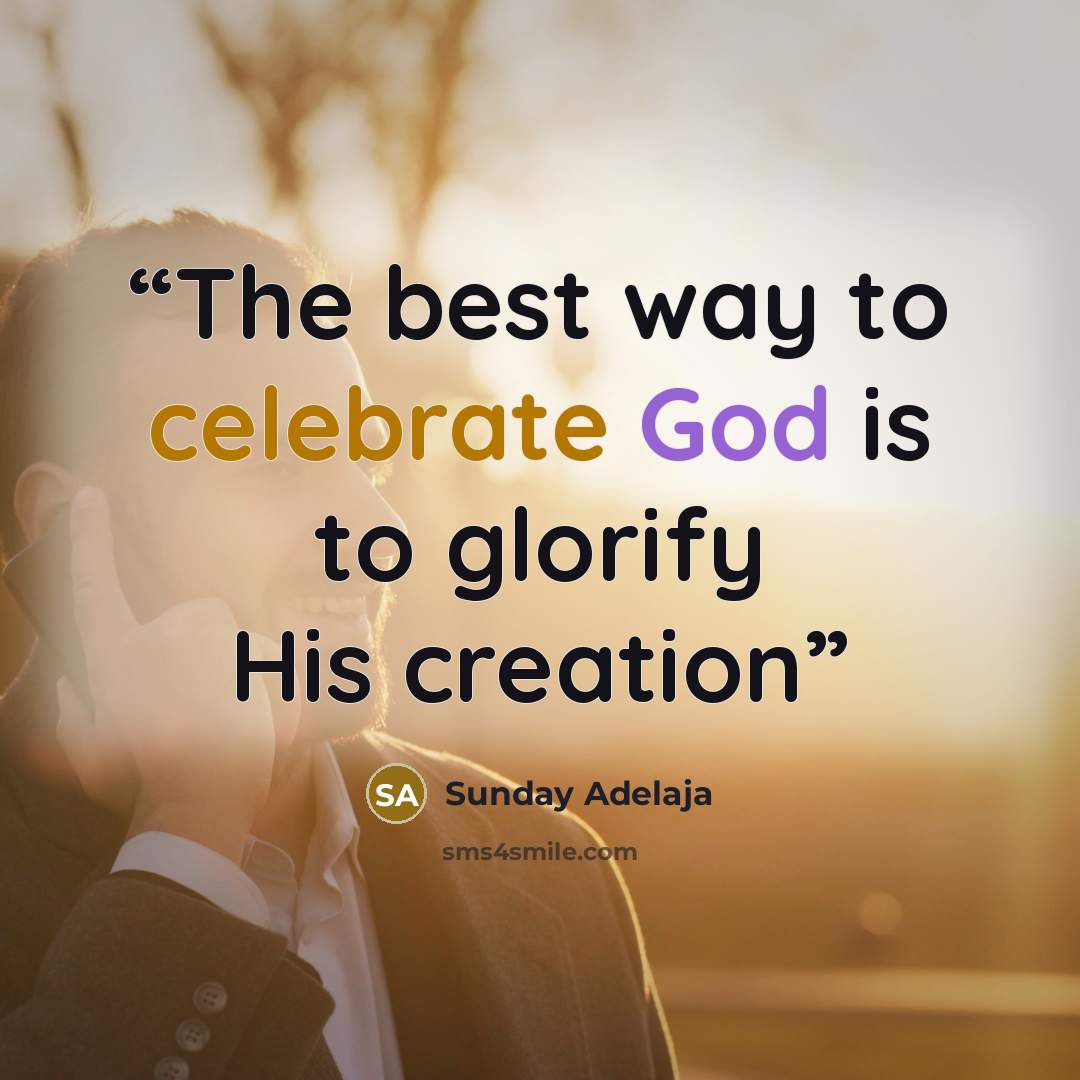 “The best way to celebrate God is to glorify His creation” quote by Sunday Adelaja