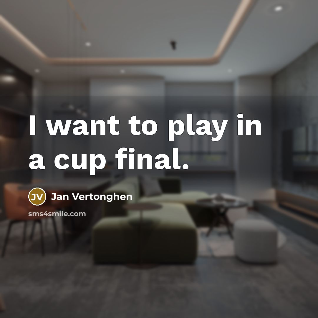 “I want to play in a cup final.” quote by Jan Vertonghen