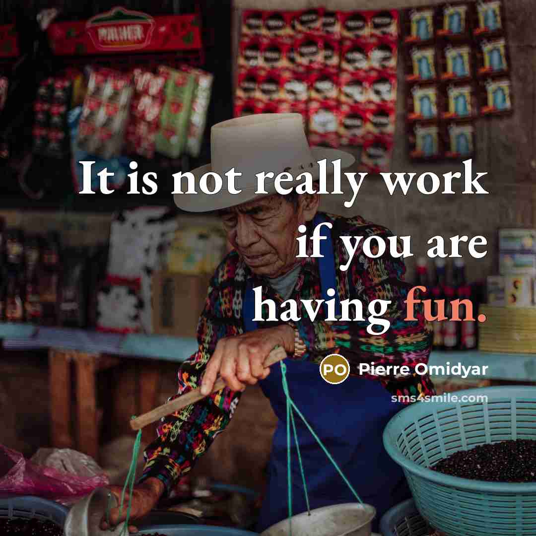 “It is not really work if you are having fun.” quote by Pierre Omidyar