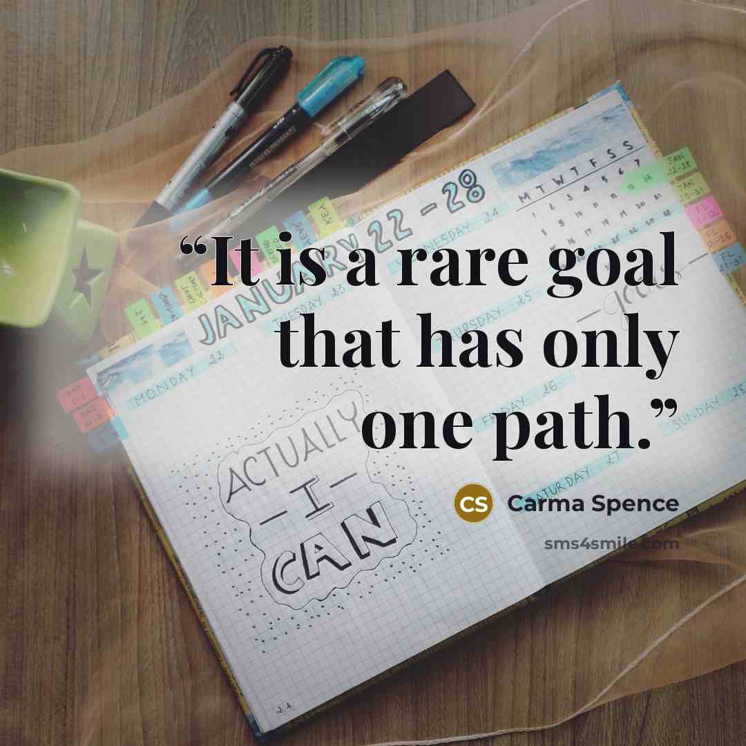 “It is a rare goal that has only one path.” quote by Carma Spence