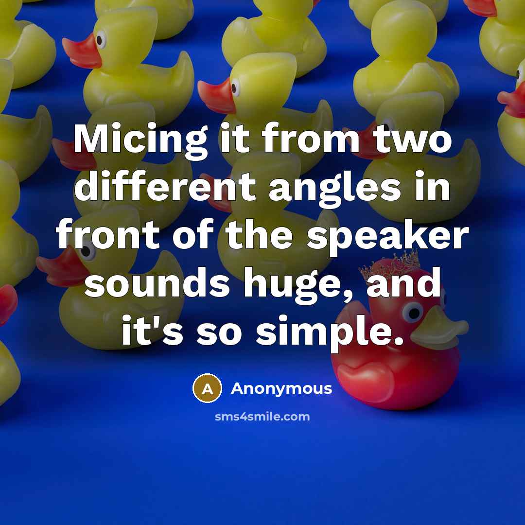 “Micing it from two different angles in front of the speaker sounds huge, and it's so simple.” quote by Anonymous