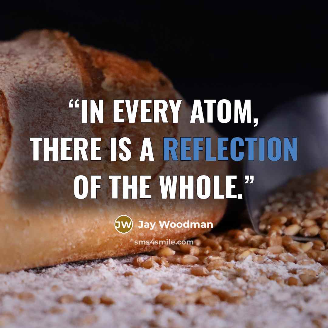“In every atom, there is a reflection of the whole.” quote by Jay Woodman
