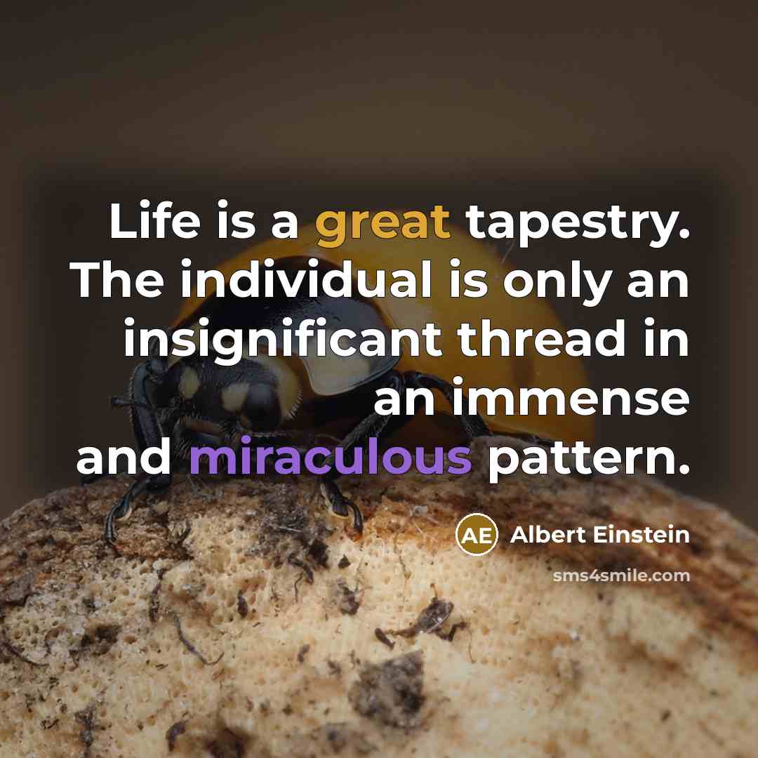 “Life is a great tapestry. The individual is only an insignificant thread in an immense and miraculous pattern.” quote by Albert Einstein