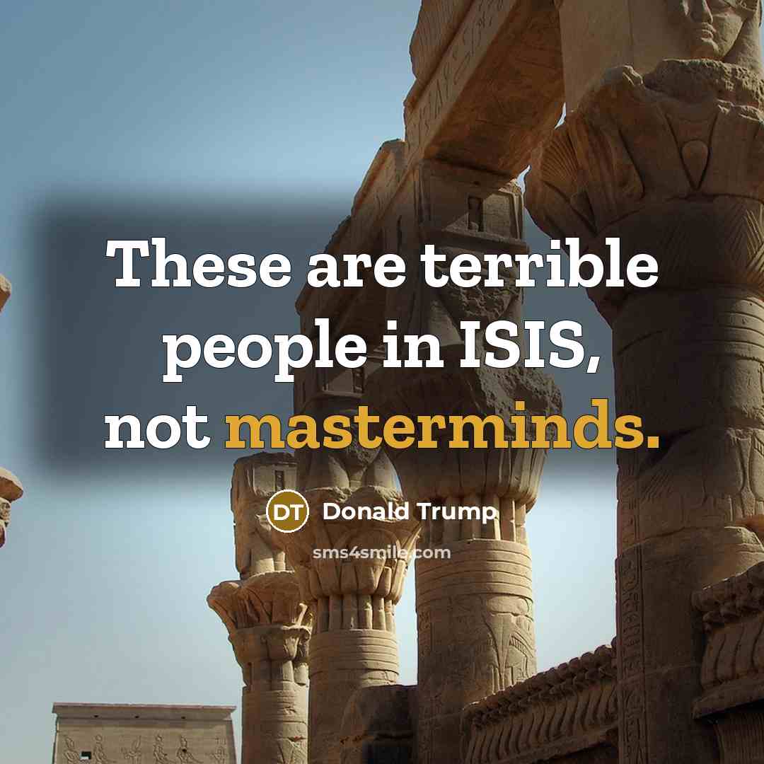 “These are terrible people in ISIS, not masterminds.” quote by Donald Trump