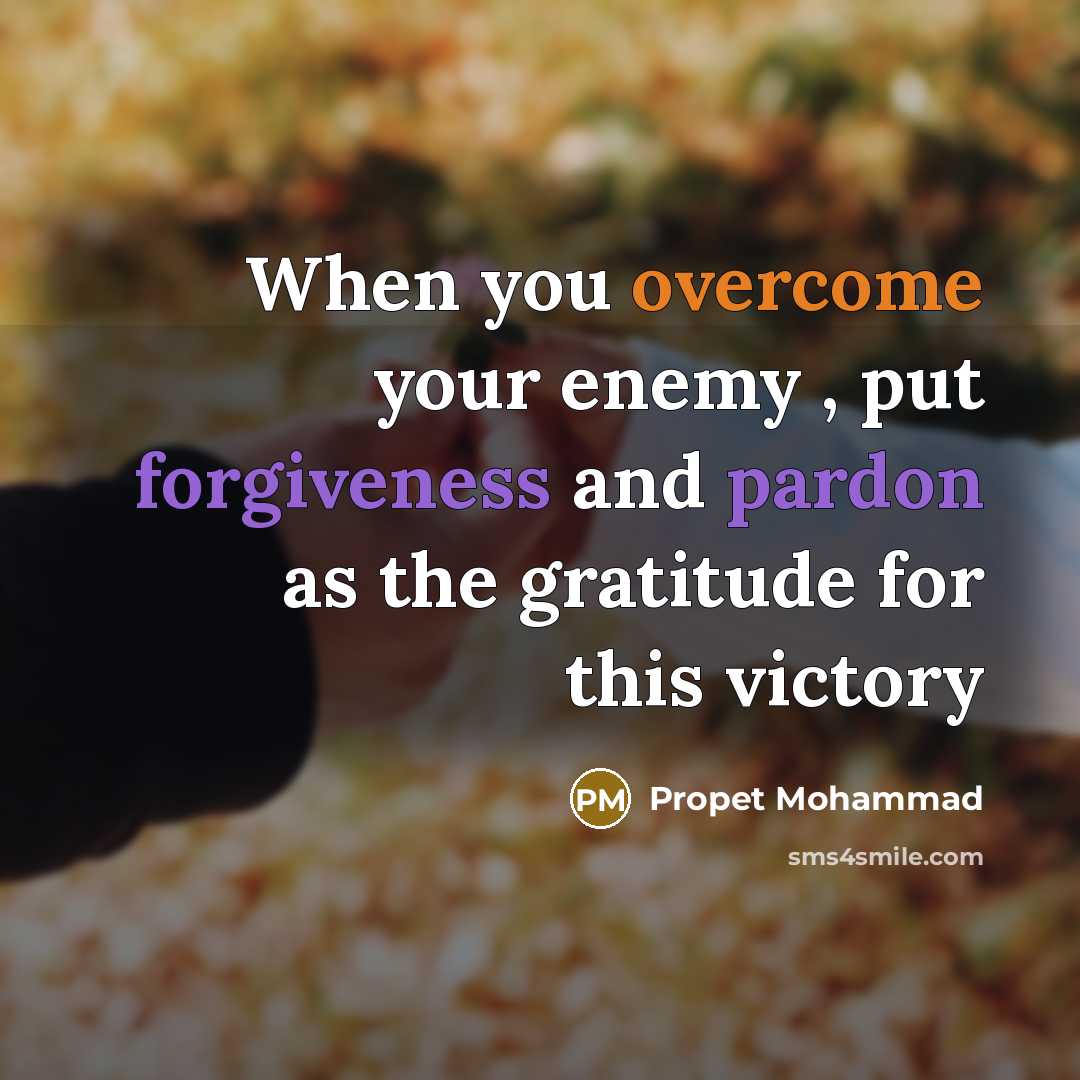 “When you overcome your enemy , put forgiveness and pardon as the gratitude for this victory” quote by Propet Mohammad