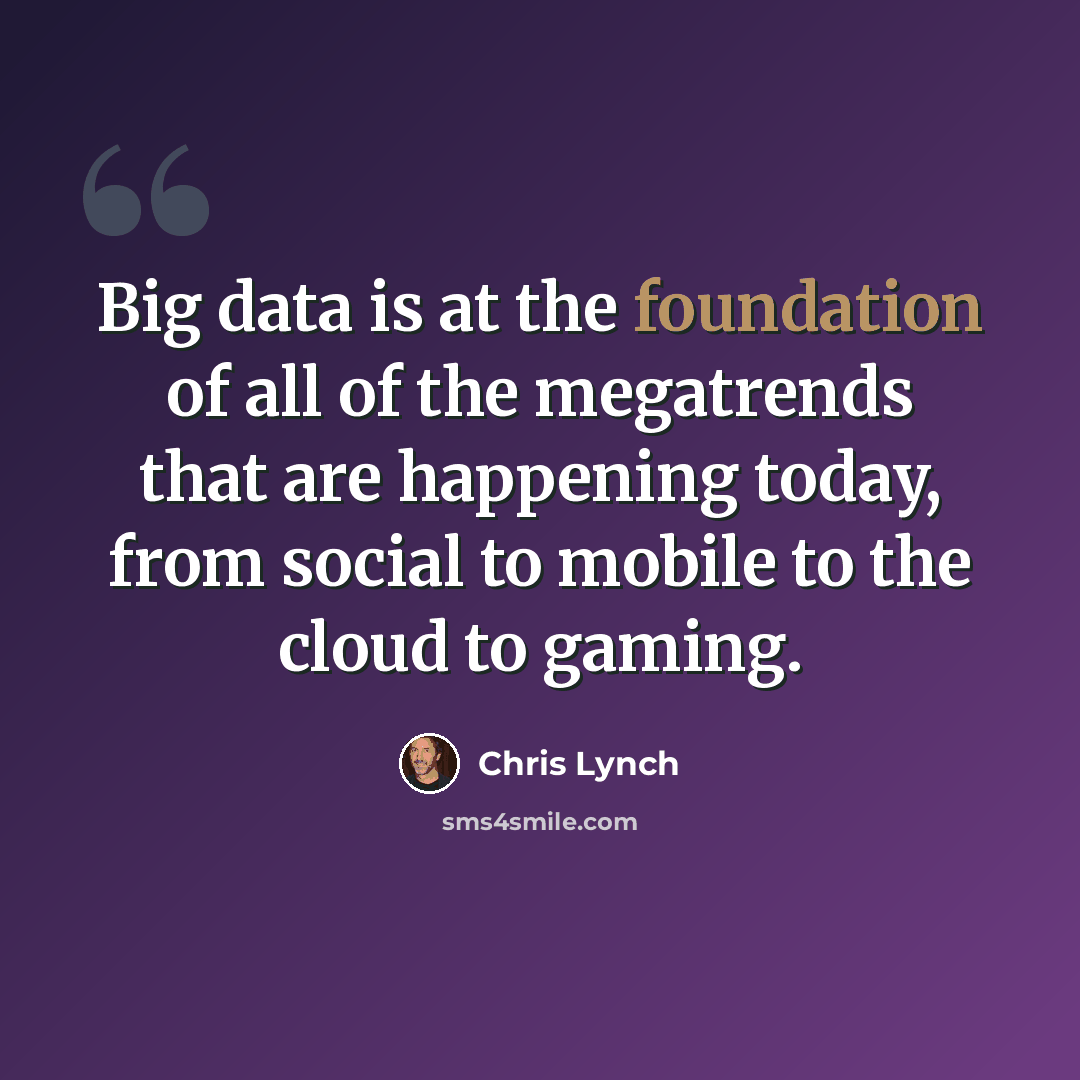 “Big data is at the foundation of all of the megatrends that are happening today, from social to mobile to the cloud to gaming.” quote by Chris Lynch