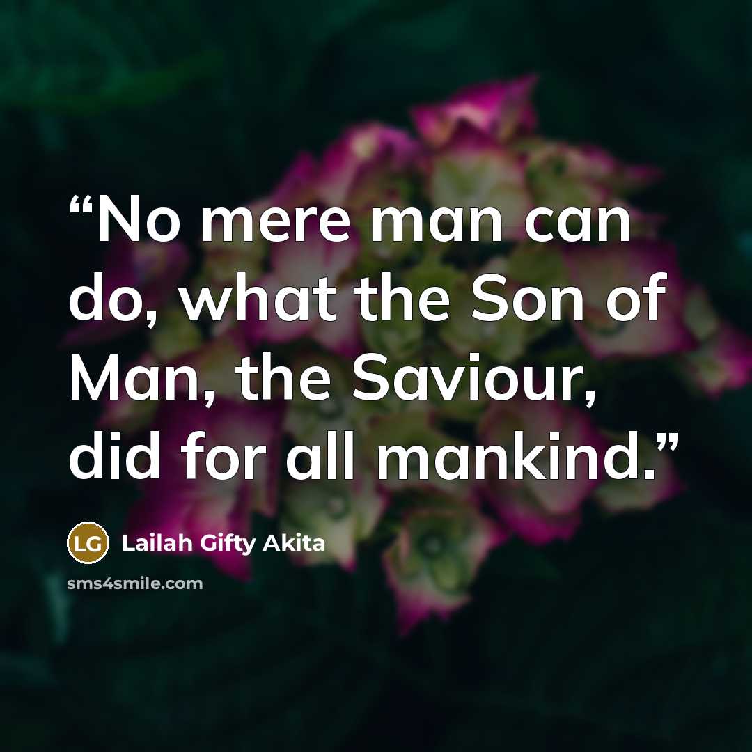 “No mere man can do, what the Son of Man, the Saviour, did for all mankind.” quote by Lailah Gifty Akita