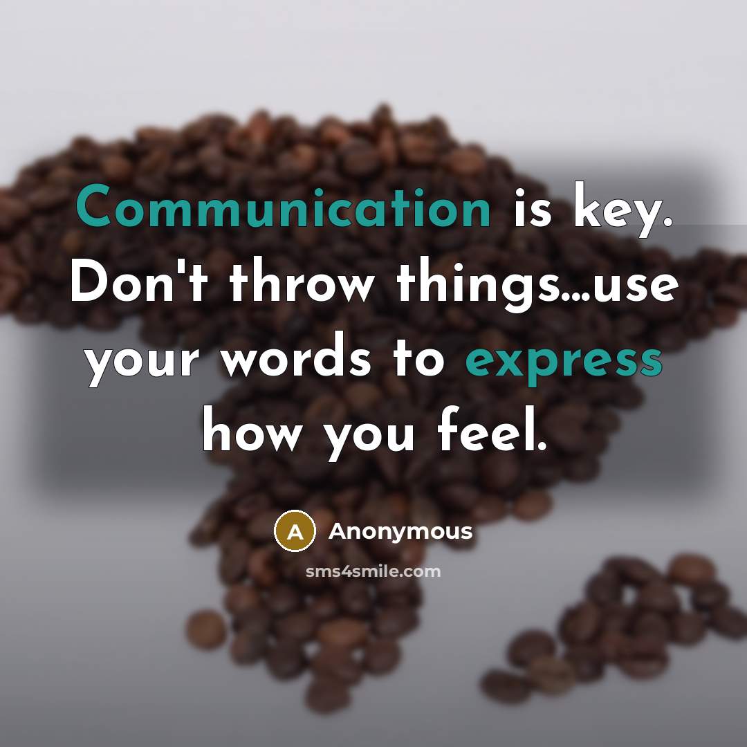 “Communication is key. Don't throw things...use your words to express how you feel.” quote by Anonymous