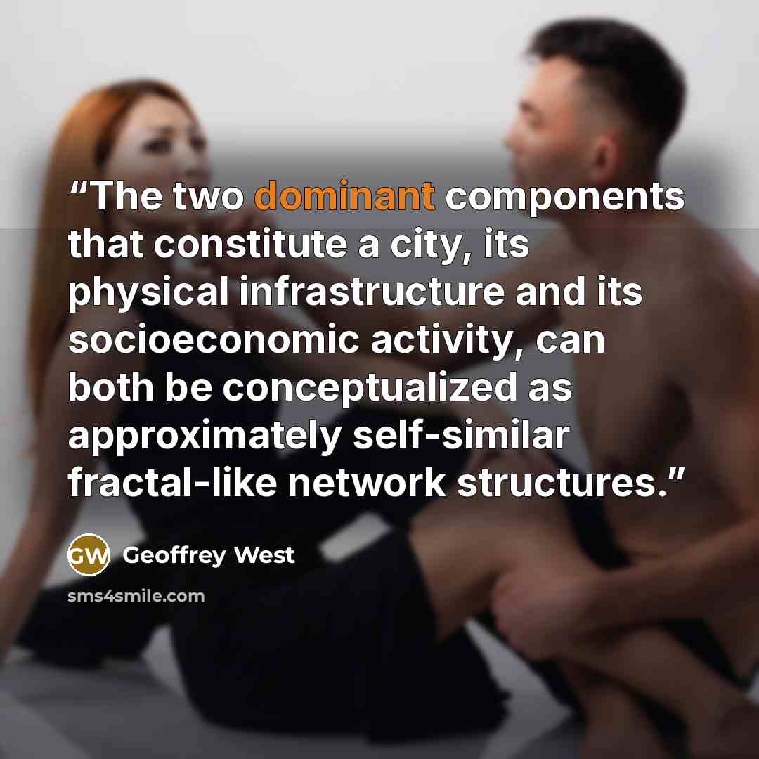 “The two dominant components that constitute a city, its physical infrastructure and its socioeconomic activity, can both be conceptualized as approximately self-similar fractal-like network structures.” quote by Geoffrey West