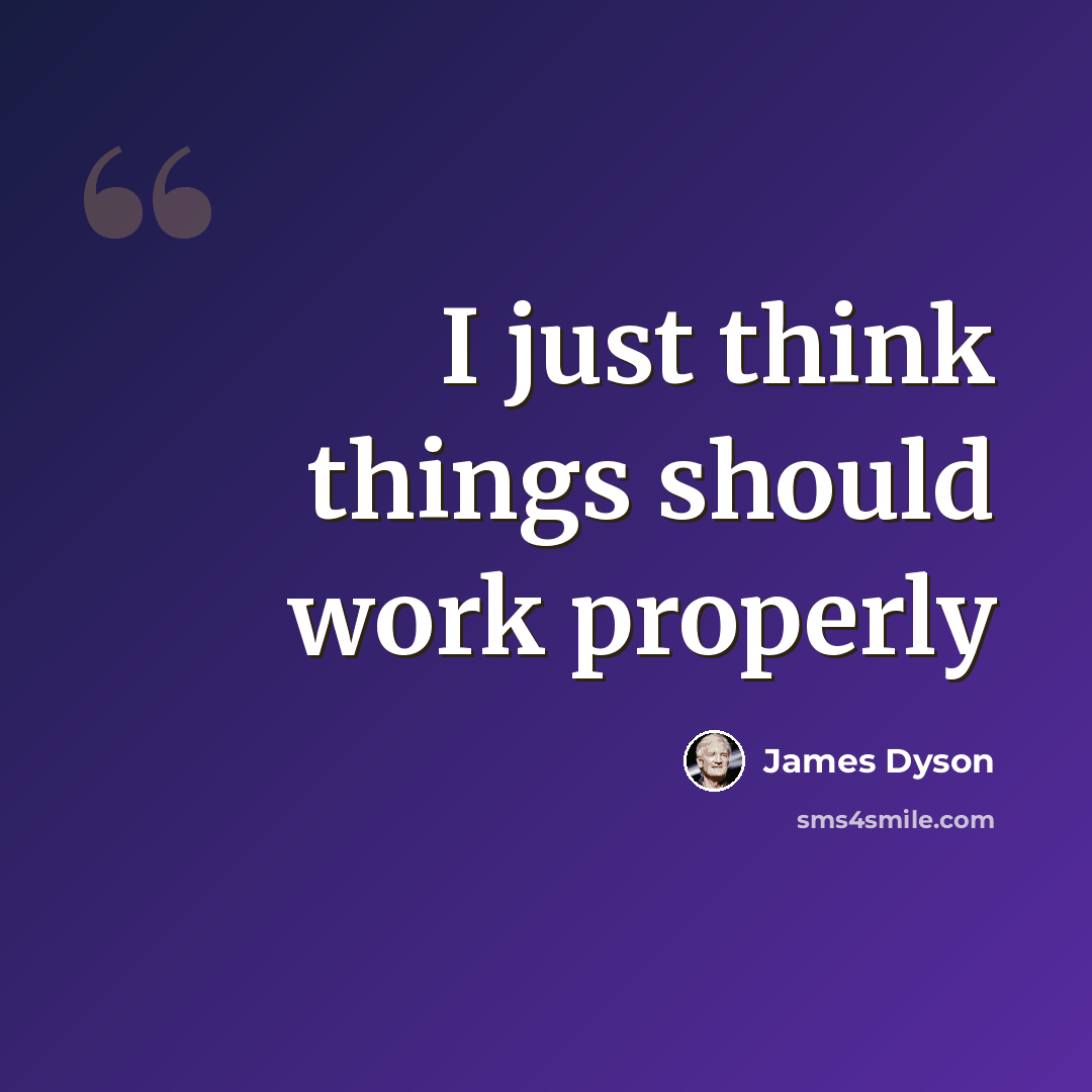 “I just think things should work properly” quote by James Dyson