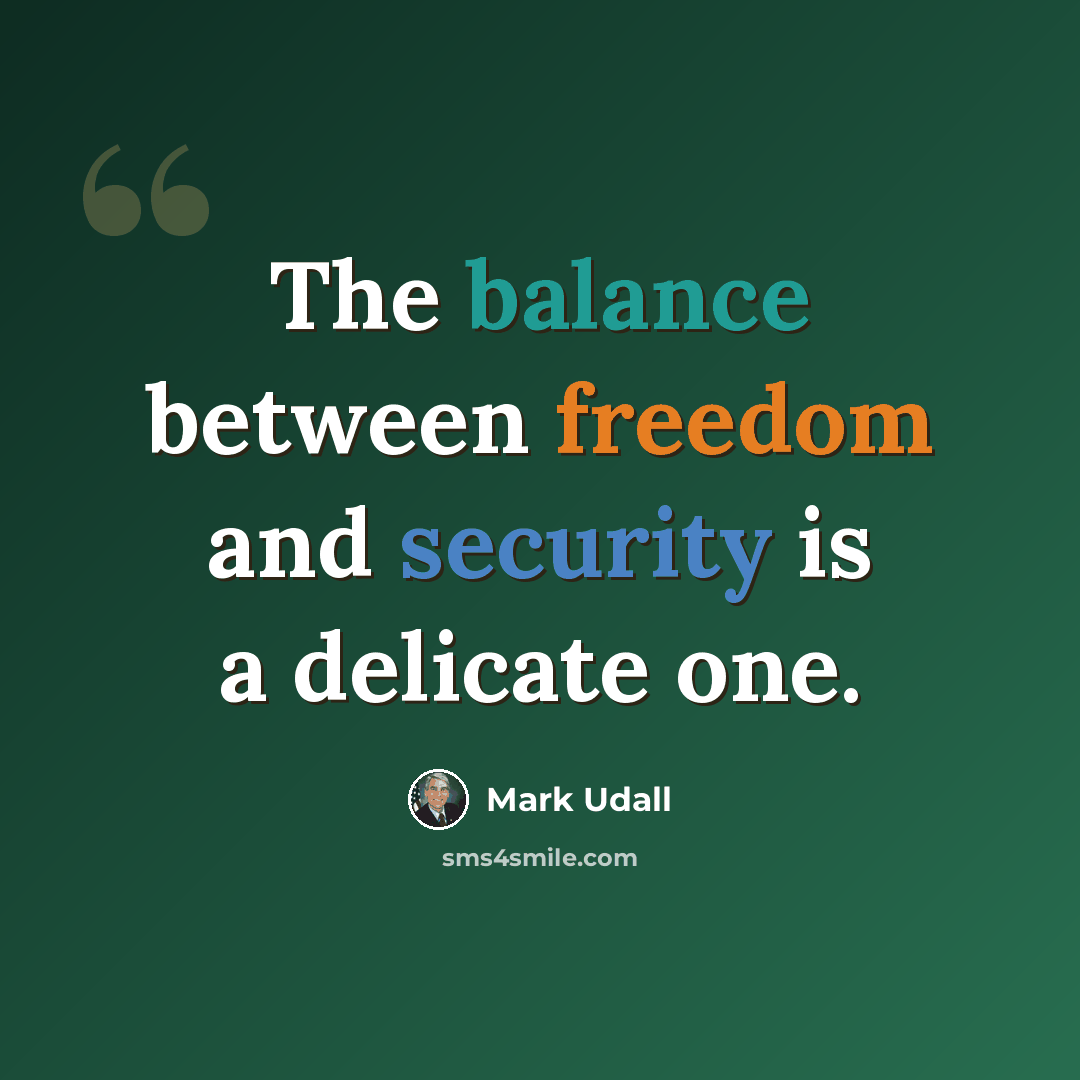 “The balance between freedom and security is a delicate one.” quote by Mark Udall