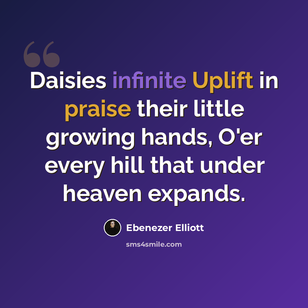 “Daisies infinite Uplift in praise their little growing hands, O'er every hill that under heaven expands.” quote by Ebenezer Elliott