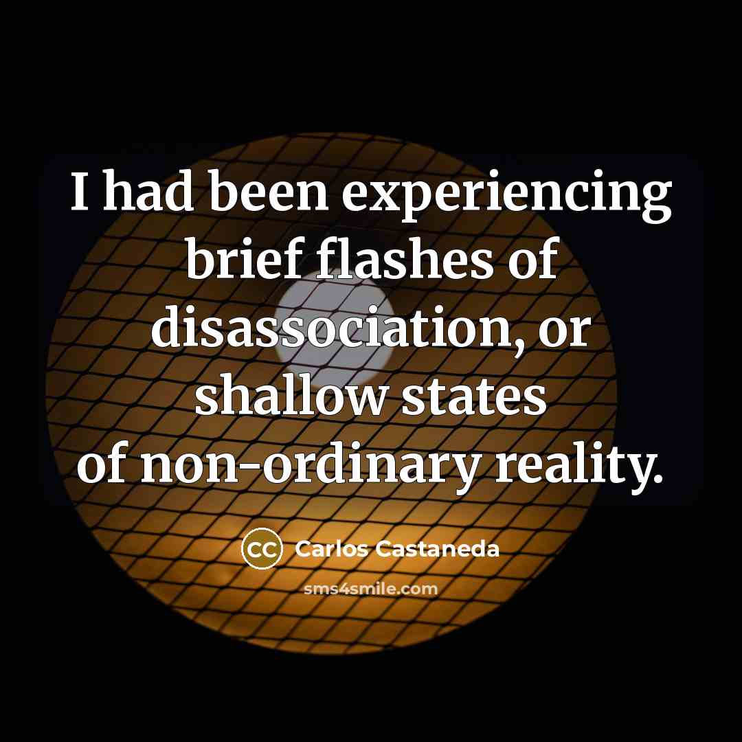 “I had been experiencing brief flashes of disassociation, or shallow states of non-ordinary reality.” quote by Carlos Castaneda