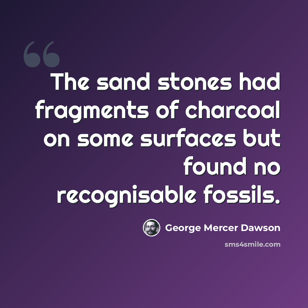 “The sand stones had fragments of charcoal on some surfaces but found no recognisable fossils.” quote by George Mercer Dawson