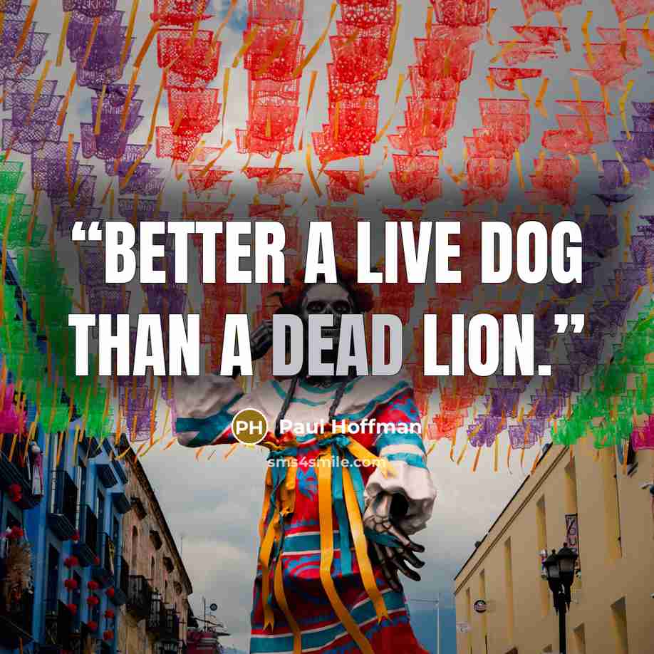 “Better a live dog than a dead lion.” quote by Paul Hoffman