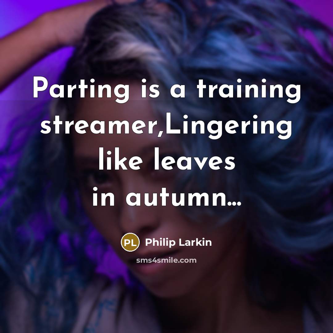 “Parting is a training streamer,Lingering like leaves in autumn...” quote by Philip Larkin