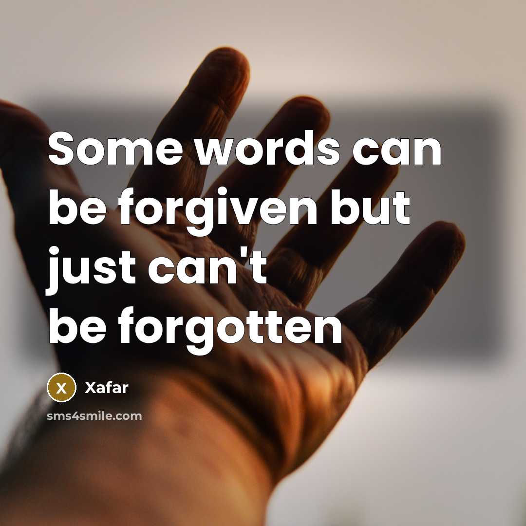 “Some words can be forgiven but just can't be forgotten” quote by XaFar