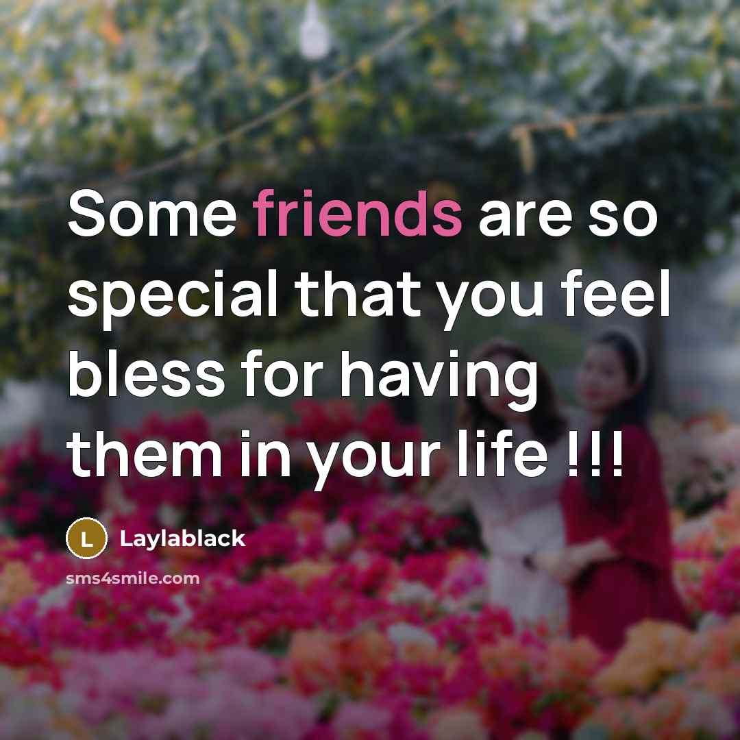 “Some friends are so special that you feel bless for having them in your life !!!” quote by Laylablack