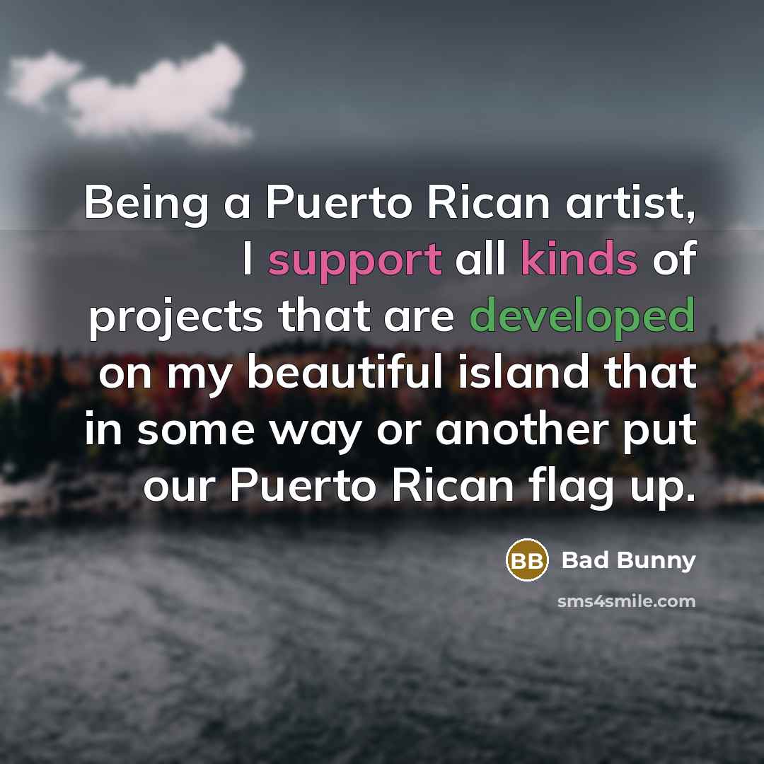 “Being a Puerto Rican artist, I support all kinds of projects that are developed on my beautiful island that in some way or another put our Puerto Rican flag up.” quote by Bad Bunny