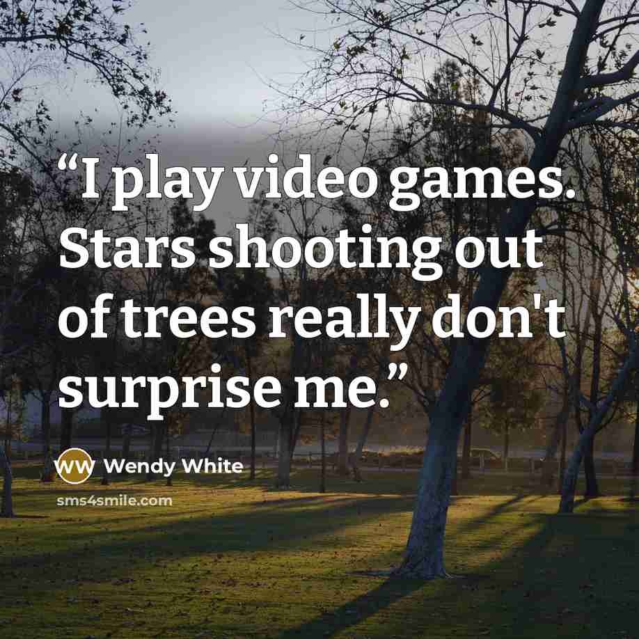 “I play video games. Stars shooting out of trees really don't surprise me.” quote by Wendy White