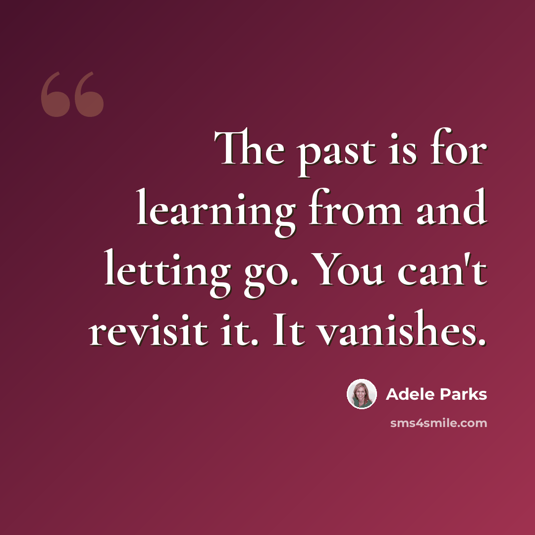 “The past is for learning from and letting go. You can't revisit it. It vanishes.” quote by Adele Parks
