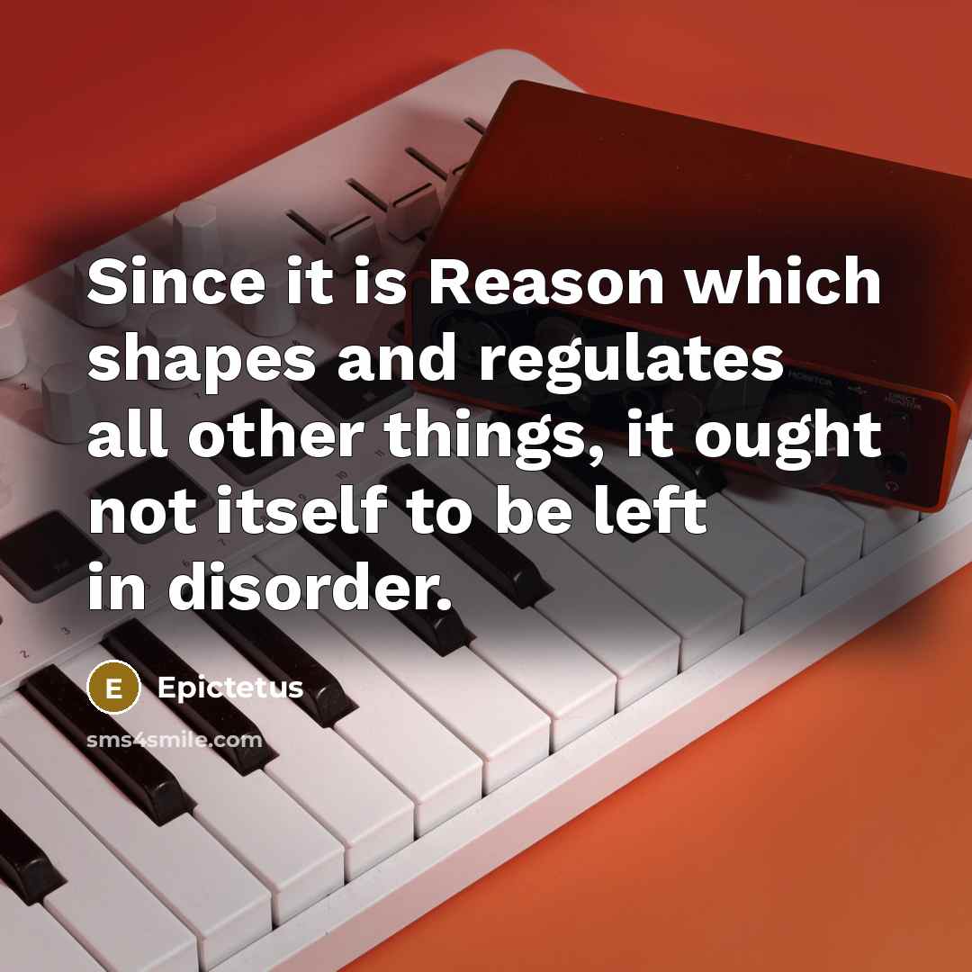 “Since it is Reason which shapes and regulates all other things, it ought not itself to be left in disorder.” quote by Epictetus