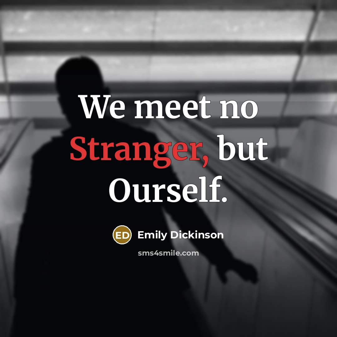 “We meet no Stranger, but Ourself.” quote by Emily Dickinson
