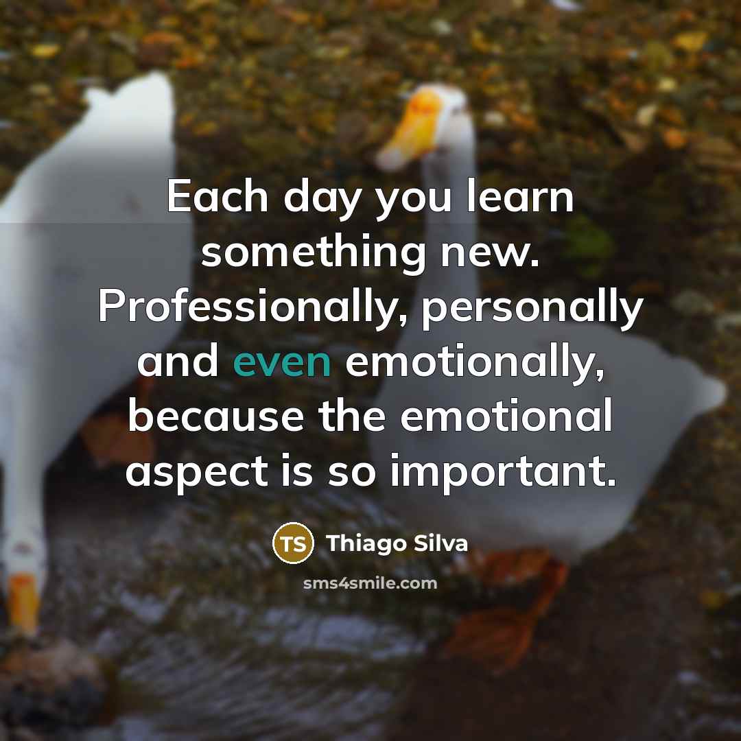 “Each day you learn something new. Professionally, personally and even emotionally, because the emotional aspect is so important.” quote by Thiago Silva
